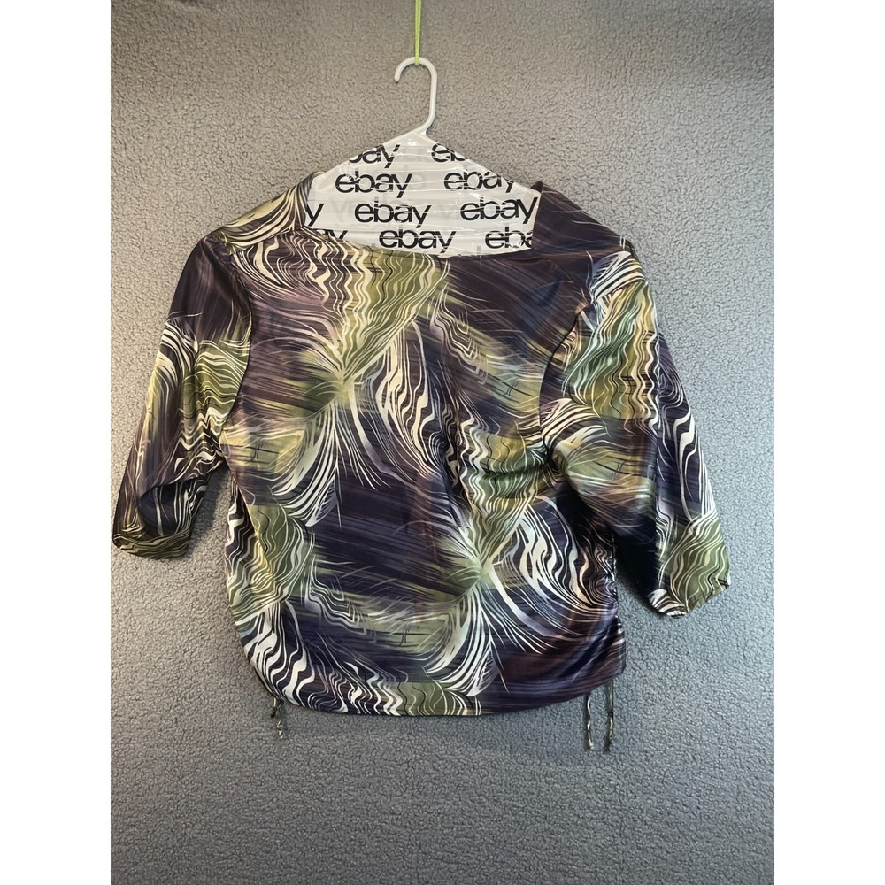 Ashley Stewart Cowl Neck Kimono Sleeve Silky Silver and Purple Top Size 20W